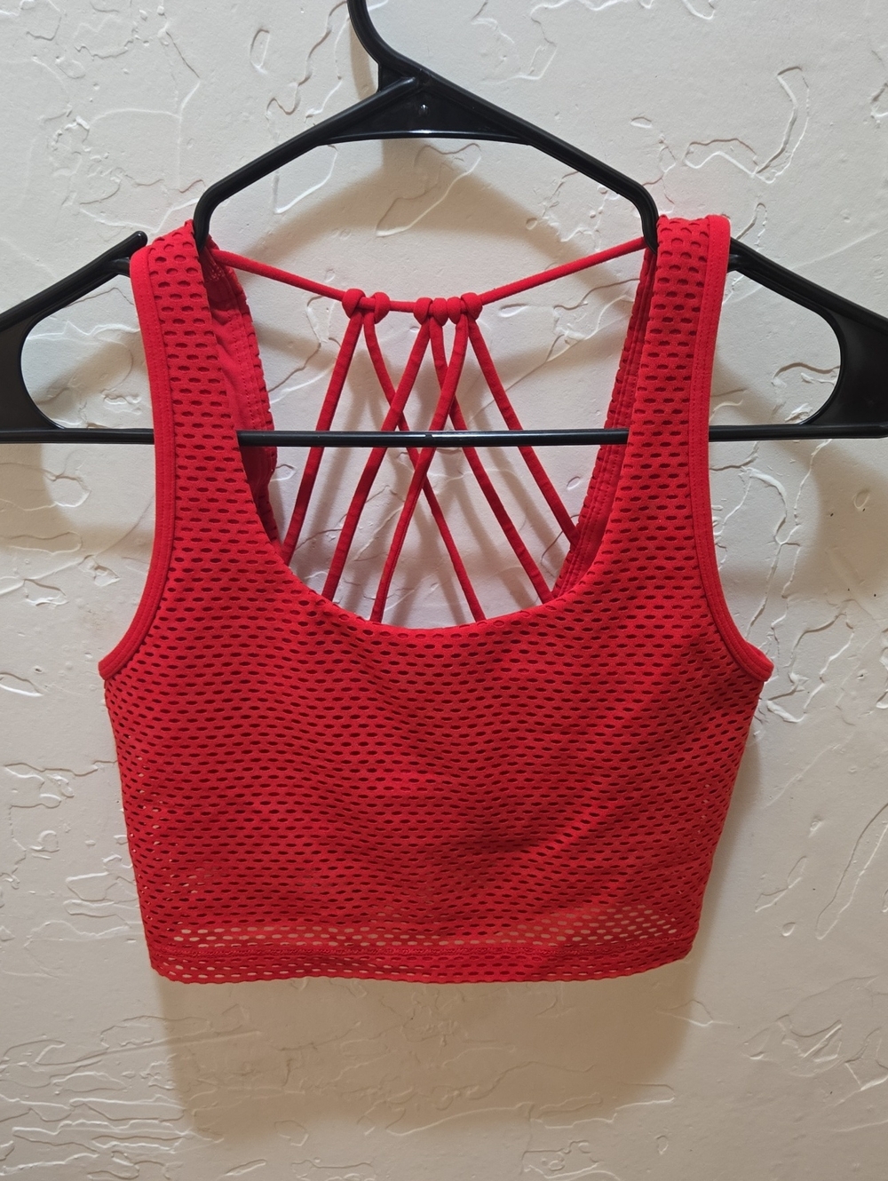 Red Strappy Mesh Sports Bralette - Women Intimates & Sleepwear